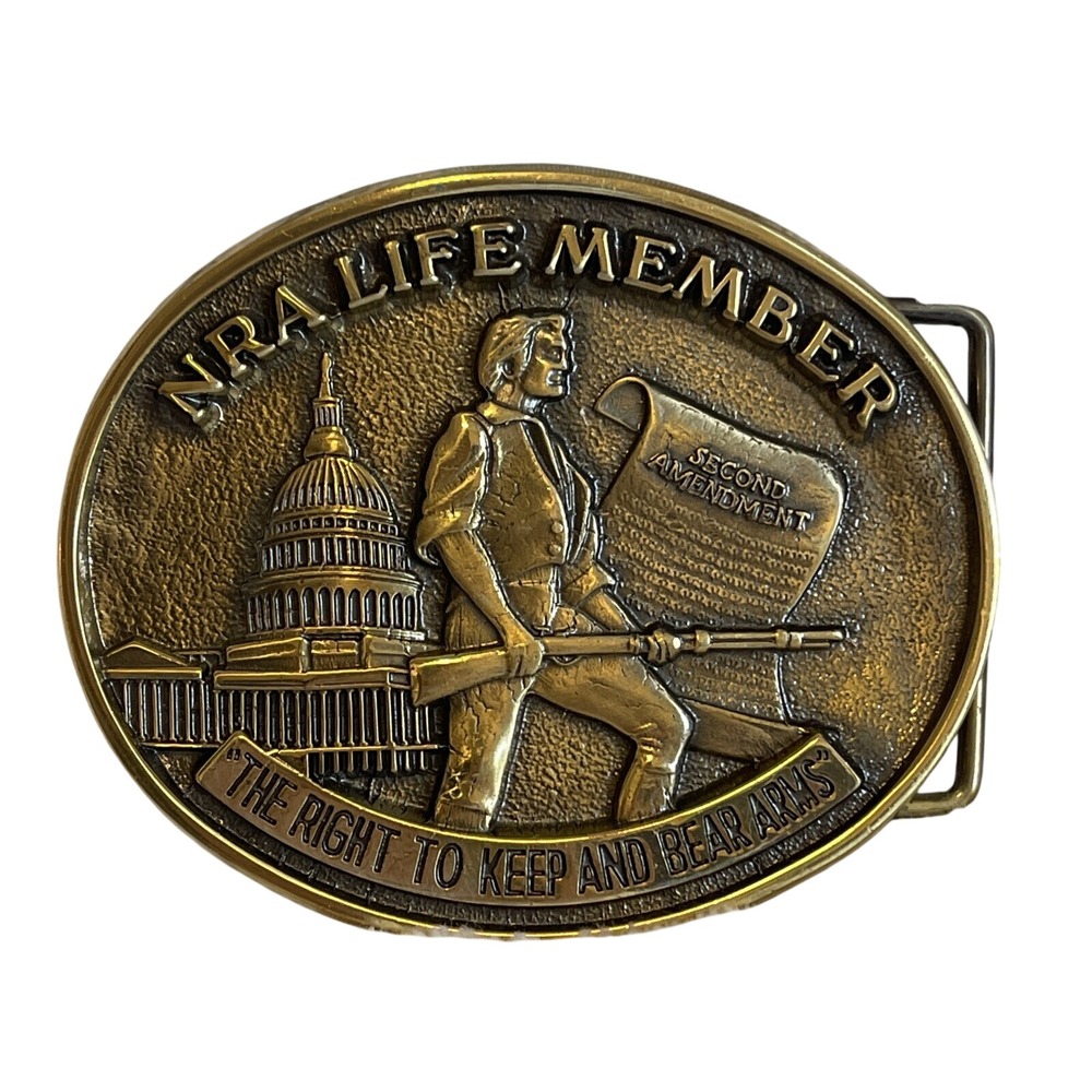 Brass NRA Life Member Second Amendment Guns Belt Buckle Jadco Brass White‎ House